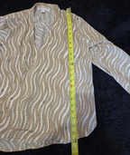 Michael Kors Blouse Gold Chain Link Print Wrap V-Neck Stretch Top L Gently Used