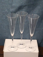 Set of 3 Tall Champagne Flutes | 9.5" Trumpet Shape | Elegant Clear Glass