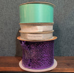 Robert Stanley Ribbon Lot 4 Purple Teal Silver Mesh Wired Craft Destash