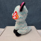 Ty Beanie Boos Atlas Aqua Chevron Fox 6" Plush Blue Glitter Eyes Retired MWMT