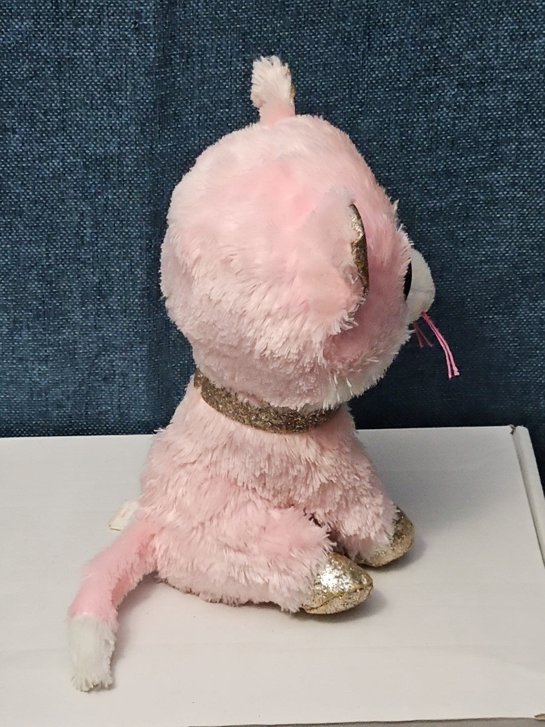 Ty Beanie Boos Fiona Pink Cat Plush | Glitter Eyes & Gold Feet | 6-9"