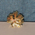 Peony Flower Brooch Pin Gold Tone Faux Pearl Enamel Coquette NWOT
