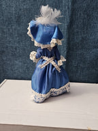 Vintage Brussels Souvenir Doll | 6" Belgium Blue Dress | "Bruxelles" Lace Apron