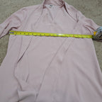 Anne Klein Blouse L Pink Tie Neck V-Neck Long Sleeve Career Top