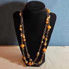 Earth Tone Bead Coppertone Chain Necklace Boho 70s Vibe