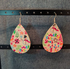 Faux Leather Teardrop Earrings Christmas Holiday Party Vibe NEW