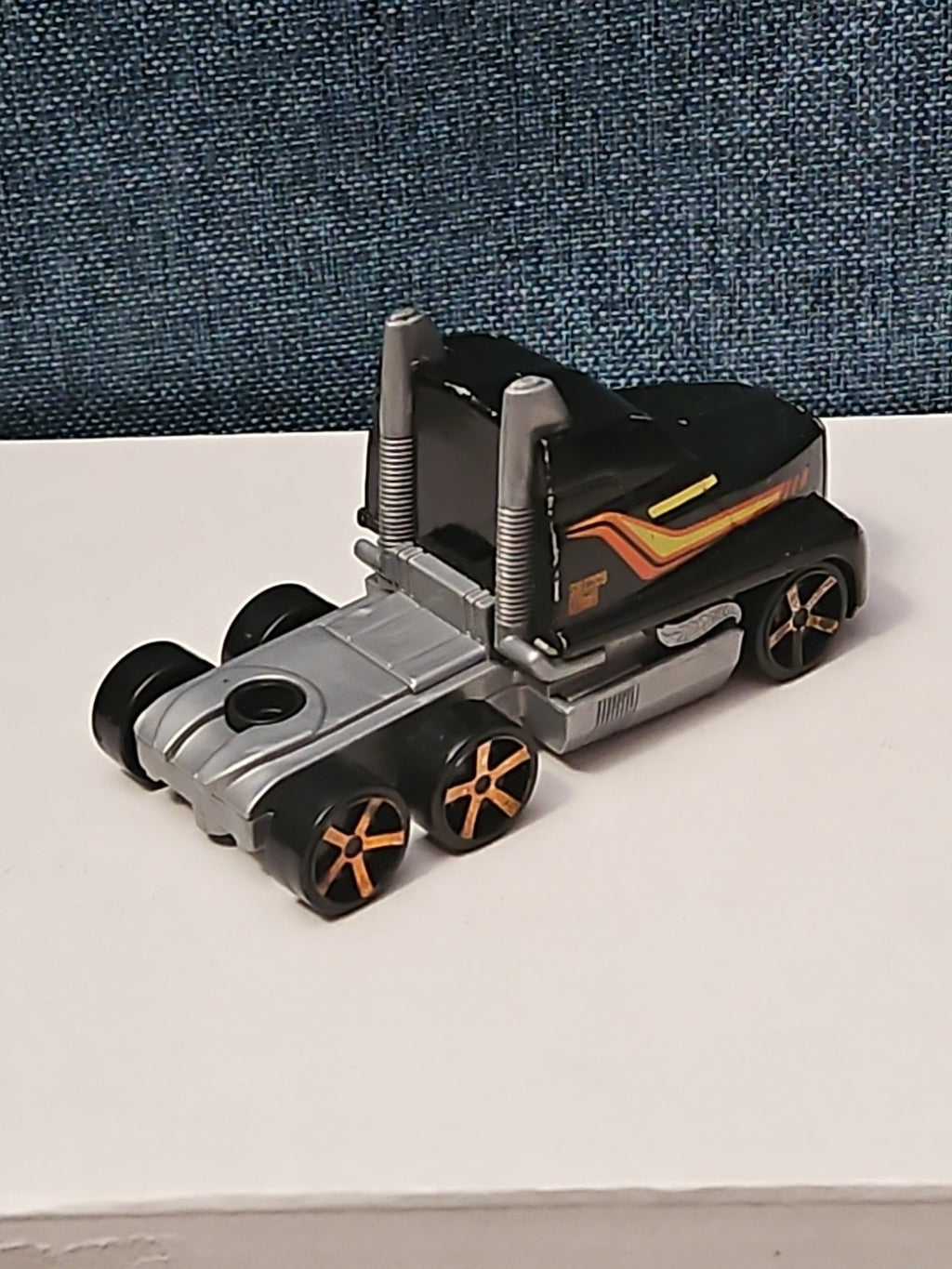 Hot Wheels Semi Truck Cab | Track Stars Black & Orange Racing Hauler