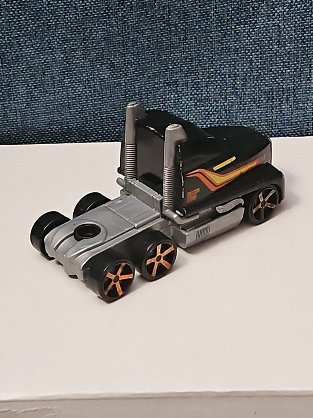 Hot Wheels Semi Truck Cab | Track Stars Black & Orange Racing Hauler