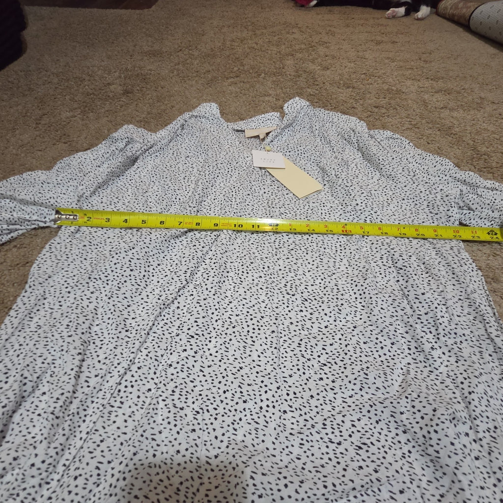 Grand & Greene Blouse Womens XL Speckled Print V-Neck Long Sleeve NWT Shirt