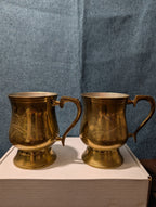 6 Vintage Etched Brass Mugs | Saudi Souvenir Goblets | Schree Amber  & Co.