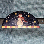 JB Snowman Half Moon Painted Metal Brooch 1996 Folk Art