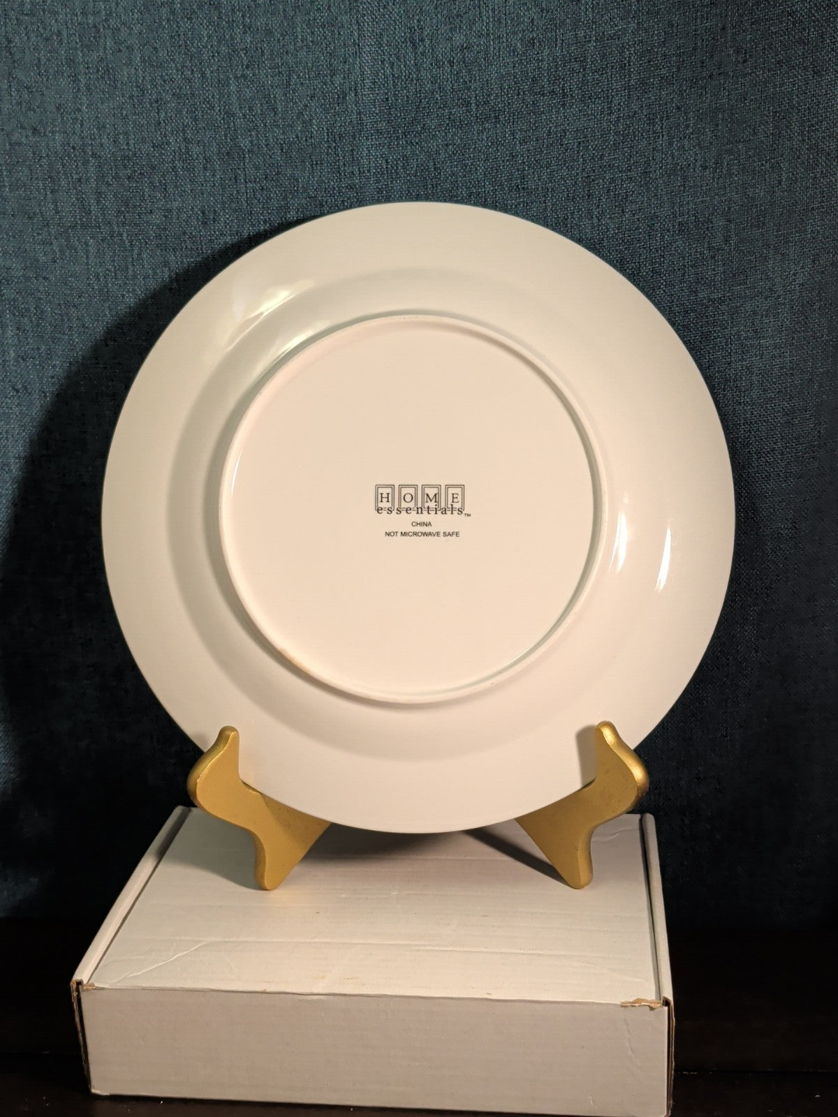 Home Essentials China Dinner Plate White with Gold Rim Individual Replacement