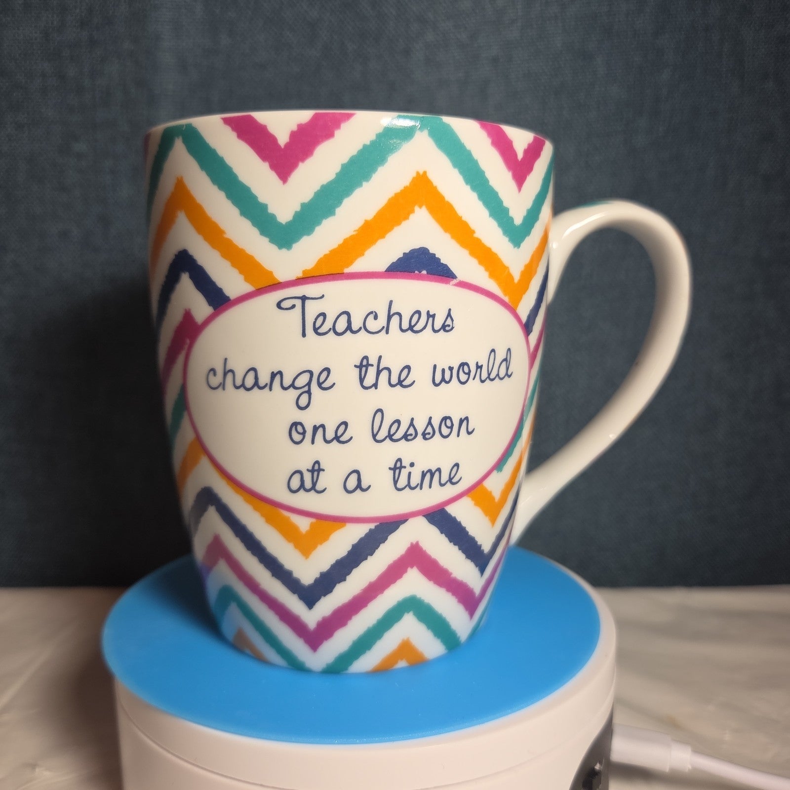 Mud Pie Francesca's Teacher Quote Mug Colorful Chevron 2012