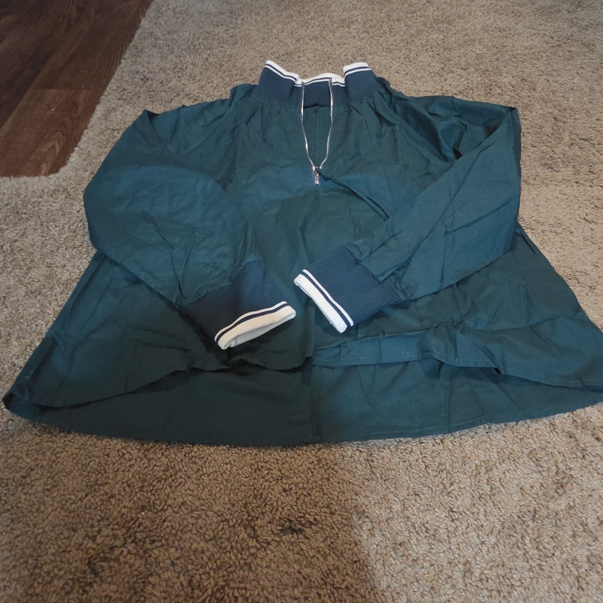 1/4 Zip Pullover Green Jacket Retro Slouchy Size S Casual Windbreaker