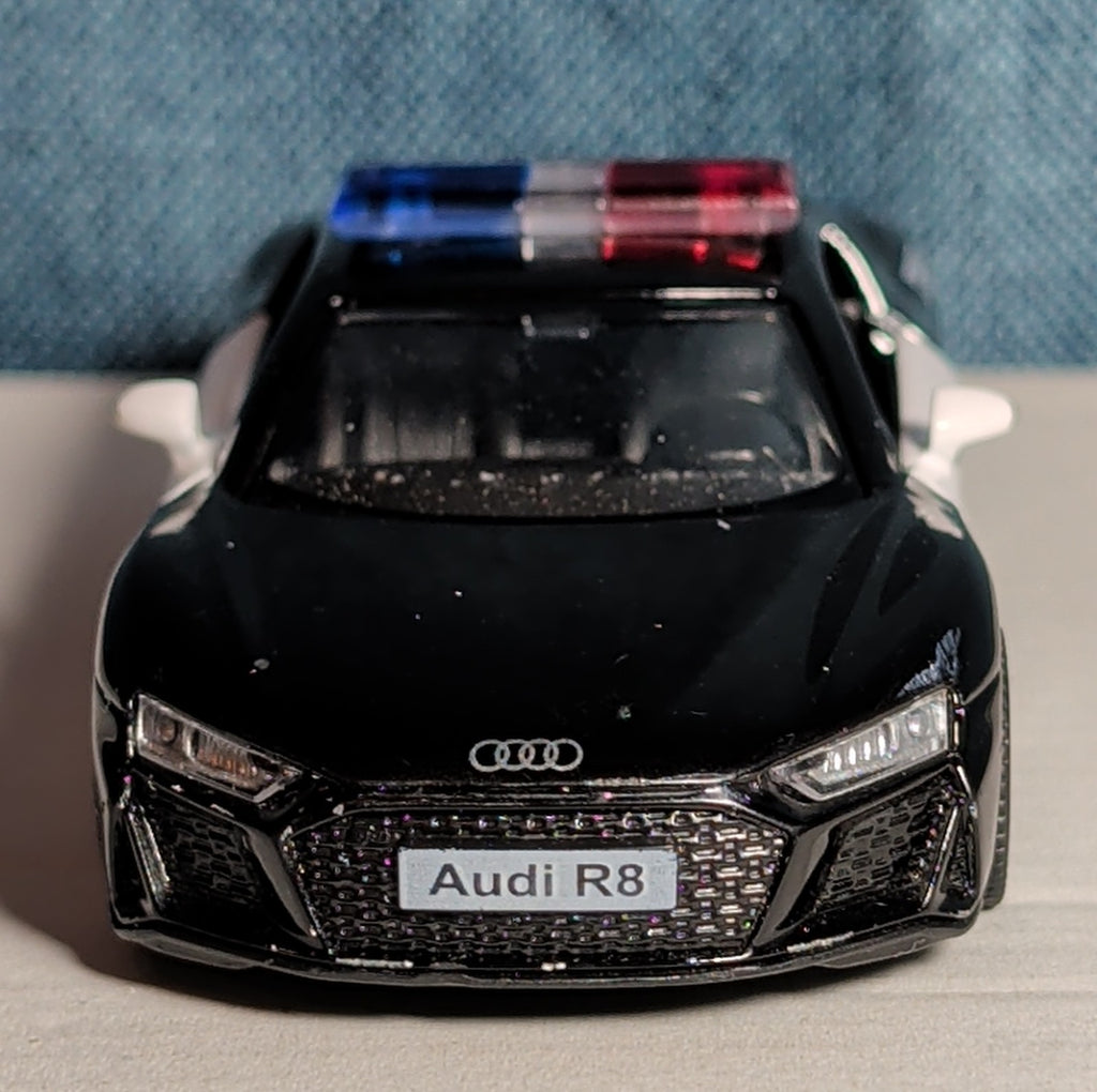 RMZ City Audi R8 Police Car 1/36 Diecast Pull Back Opening Doors PreOwned