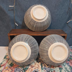 Royal Norfolk Set 3 Ceramic Bowls 6" Black White Dashed Swirl