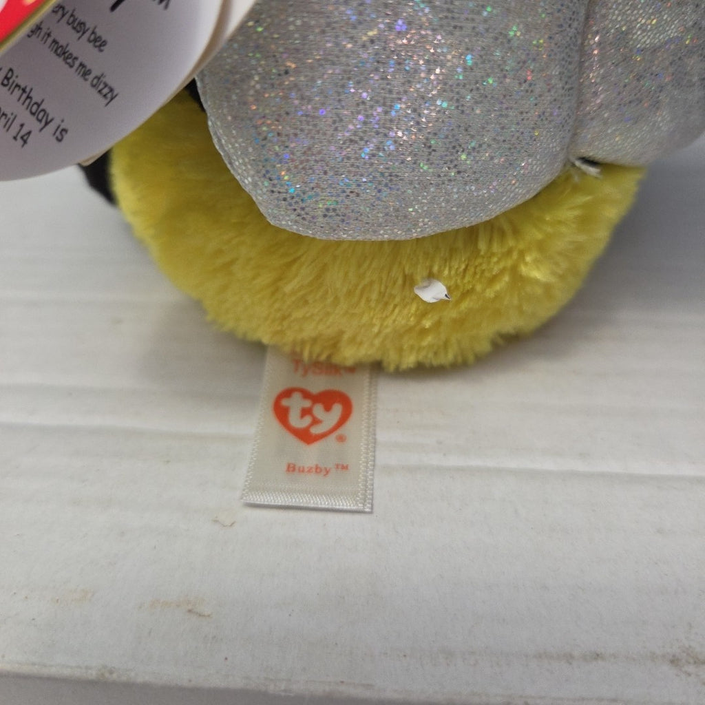 Ty Beanie Boos Buzby the Bee 6" Plush Gold Glitter Eyes Retired 2014 MWMT 36150