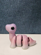 Mini Articulated Brontosaurus Fidget Toy | 3D Printed Dinosaur | Pink Purple