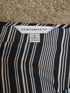 Counterparts Striped Blouse Women XL Black White Long Sleeve Top