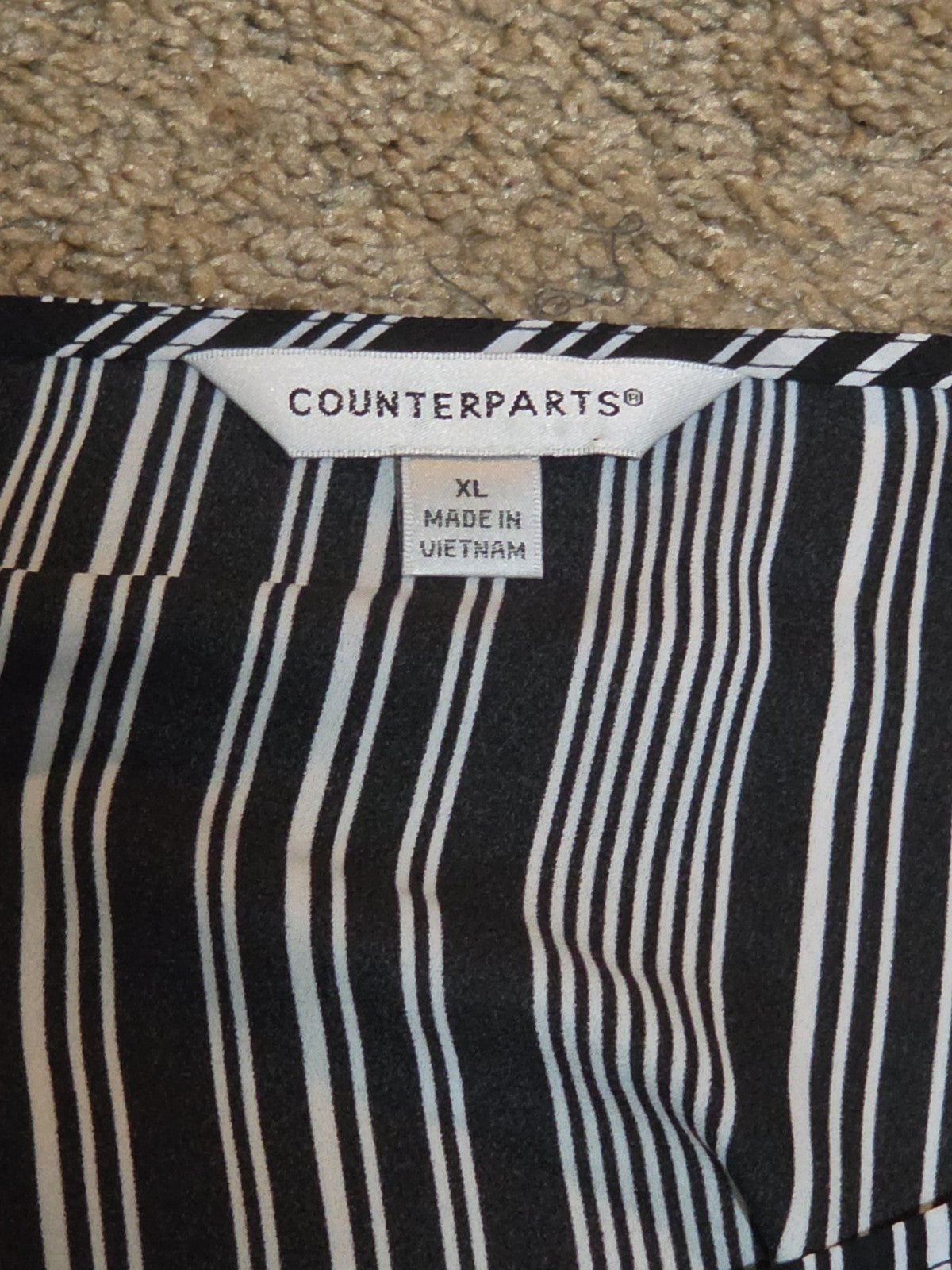 Counterparts Striped Blouse Women XL Black White Long Sleeve Top