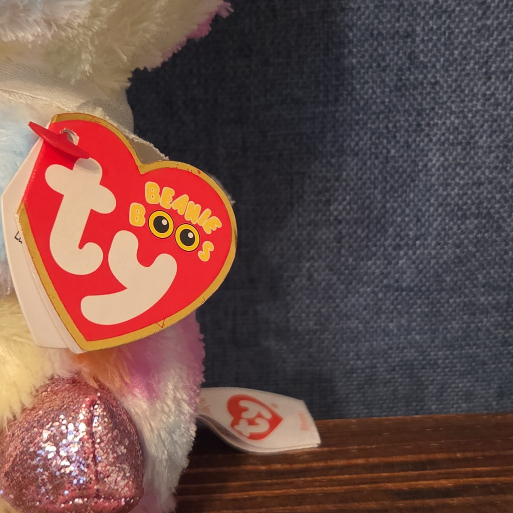 Ty Beanie Boos Bloomy Pastel Bunny Plush 6" Glitter Eyes Easter Bunny