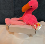 TY Beanie Baby - PINKY the Pink Flamingo (10 inch) - MWMTs Stuffed Animal Toy