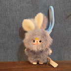 Baby Three Super Mini Bunny Letter S Gray Plush Bag Charm Pendant