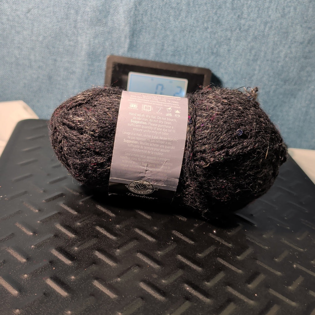 Loops & Threads Dewdrops Yarn #14 Jet Black Sequins Mohair Bulky DISCONTINUED