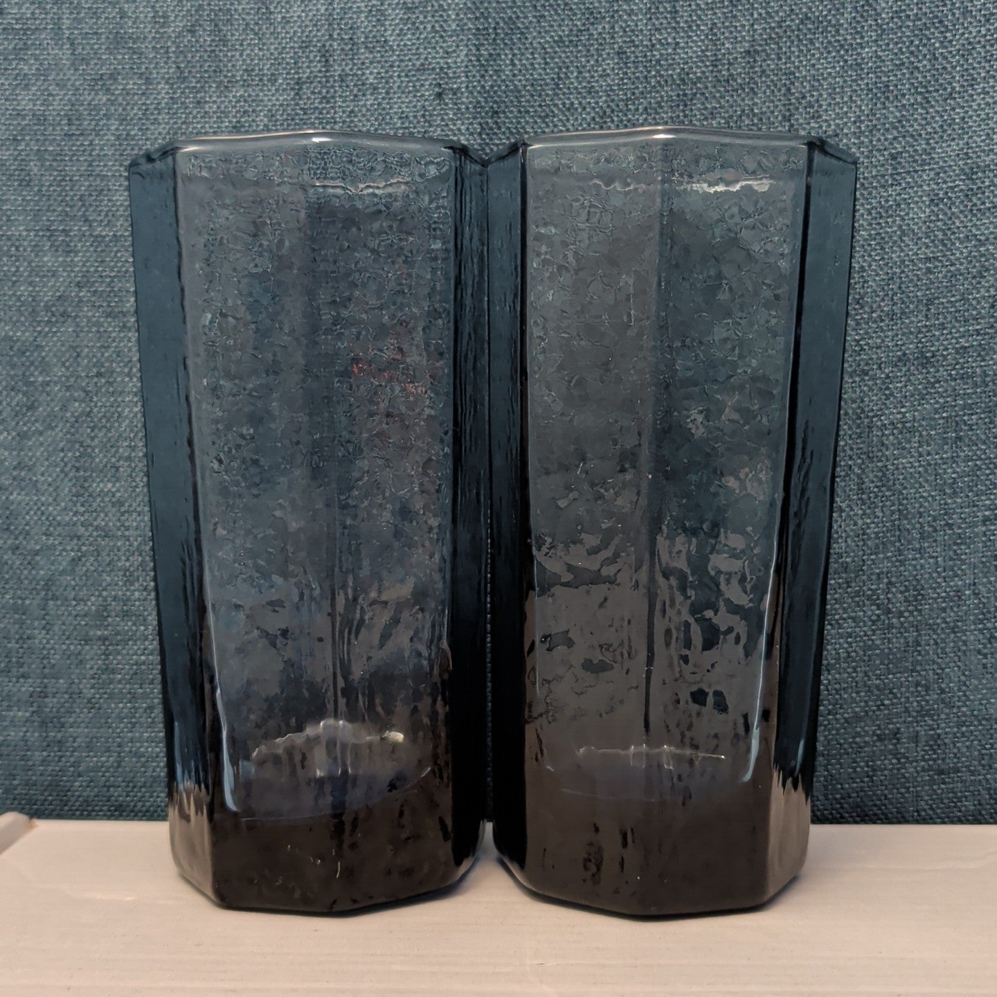 Set of 4 Libbey FACETS Cobalt Blue Glasses | 8-Panel Octagon Highball Tumblers