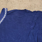 Blue Swim Cover Up Kaftan V-Neck Embroidered Vacation OS