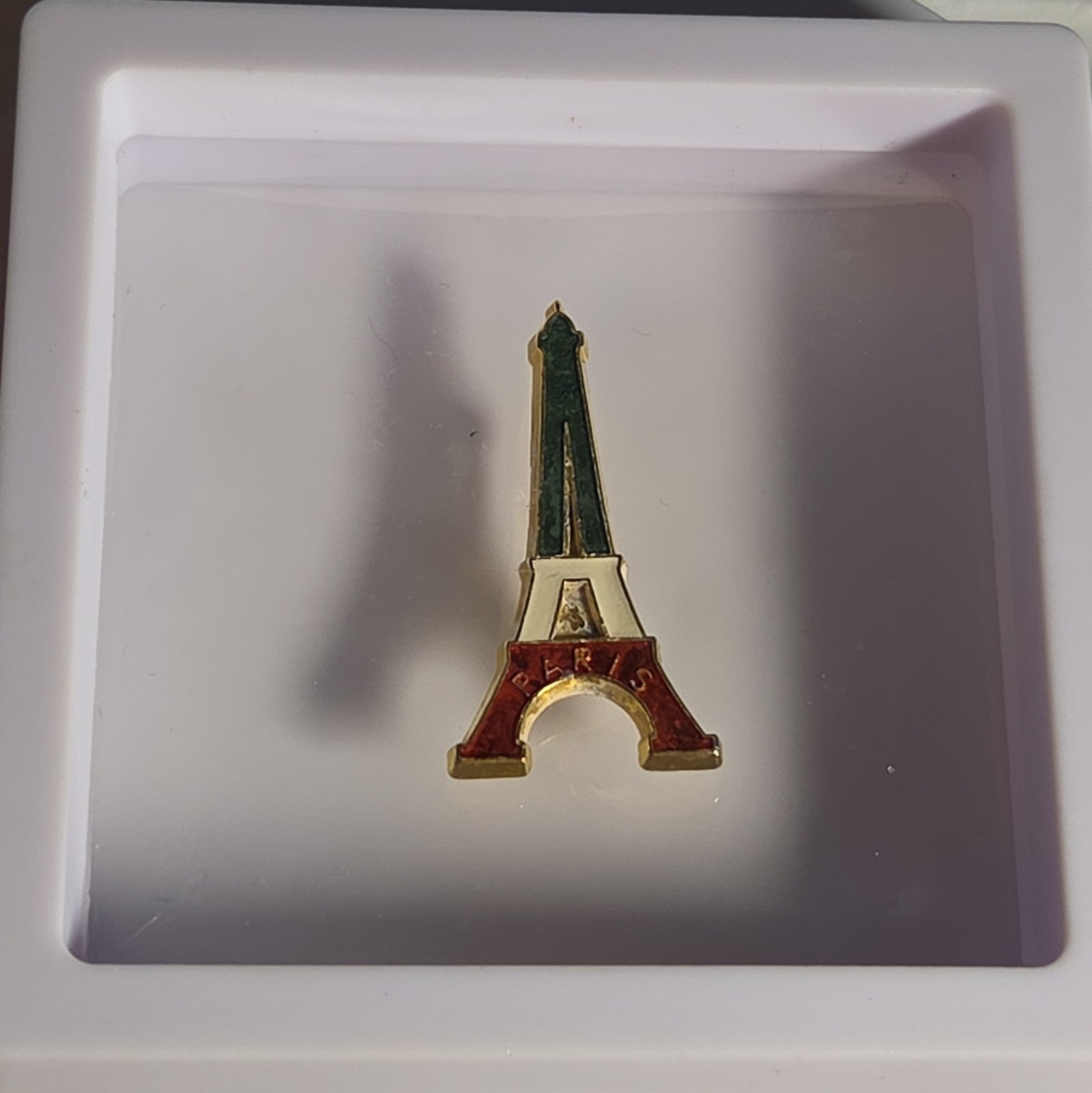 Paris Eiffel Tower Enamel Metal Brooch Vintage Pin