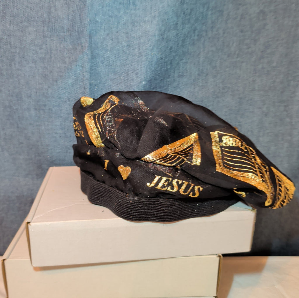 I Love Jesus Bible Black Satin Hair Bonnet Sleep Cap OS