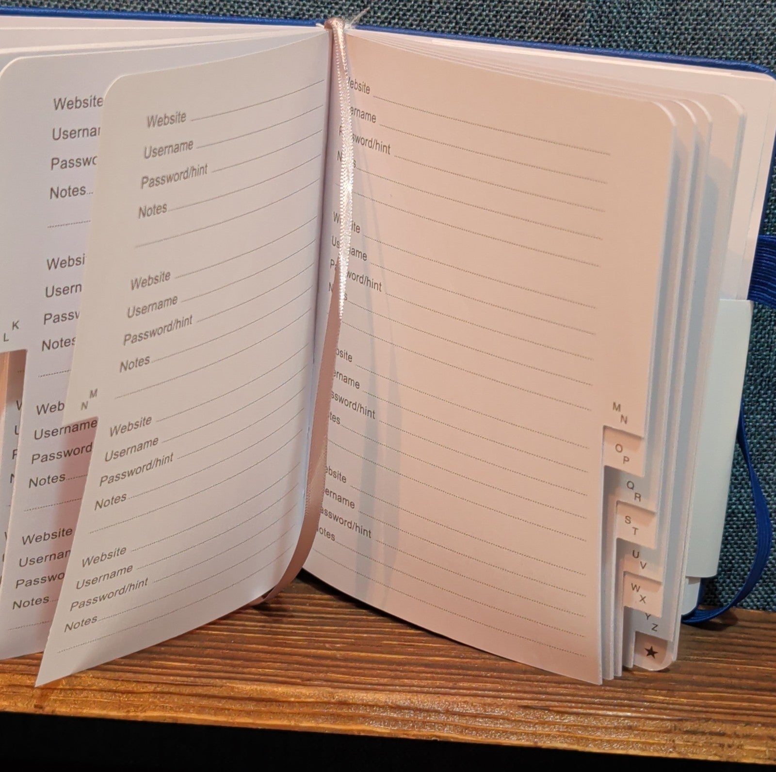 Password Book Internet Logbook Organizer Alphabetical Tabs Blue 4x5"