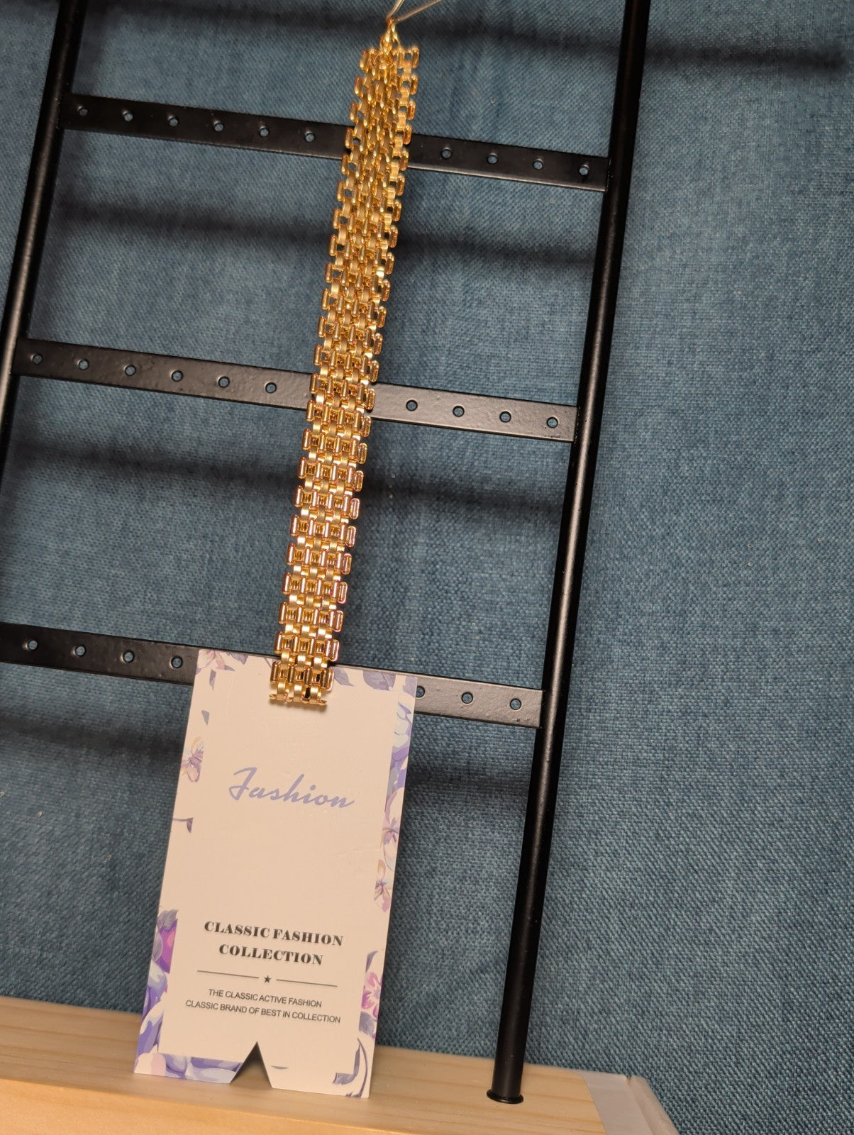 Gold Tone Wide Link Mesh Choker Necklace Y2K Retro Glam NWT