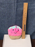 Dan Dee Cupcake Plush Keychain | Pink Happy Face Bag Clip | Kawaii Food Stuffed
