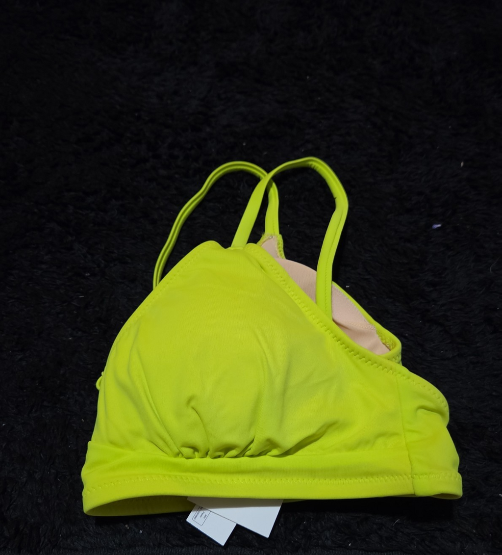 Amazon Essentials Bikini Top M Lime Green UPF 50+ Bralette Swimwear NWT Summer