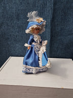 Vintage Brussels Souvenir Doll | 6" Belgium Blue Dress | "Bruxelles" Lace Apron