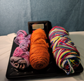 Assorted Yarn Set 9oz Mixed Rainbow Retro Stripe Orange Pink Purple 3 Skeins