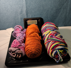 Assorted Yarn Set 9oz Mixed Rainbow Retro Stripe Orange Pink Purple 3 Skeins