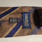 J.Z. Richards Silk Tie Edwards Michigan Brown Blue Stripe Frayed As Is Vest Tie