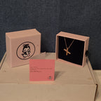 Pixie The Penguin Letter X Necklace Rose Gold Tone Puffy Coquette NIB