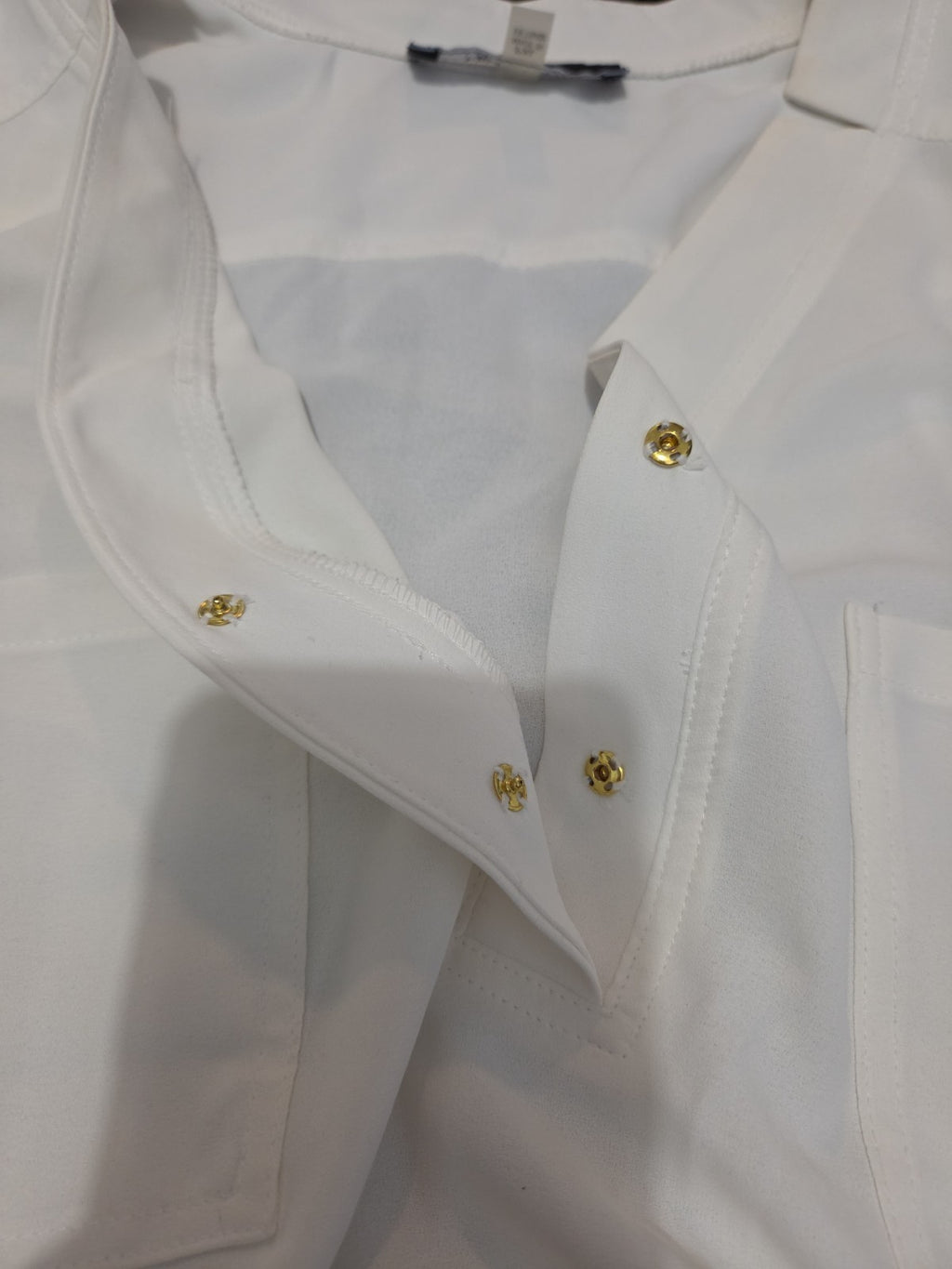Nine West Blouse White Pocket Split Neck Career Top Gently Used Size PXL