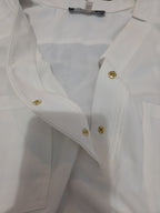 Nine West Blouse White Pocket Split Neck Career Top Gently Used Size PXL