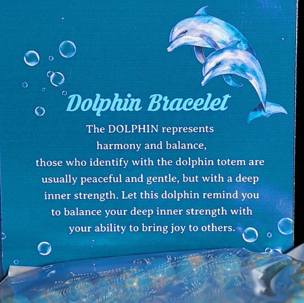 Dolphin Charm Blue Imperial Jasper 8mm Stretch Bracelet Boho NIB