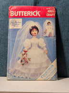 Vintage Butterick 4003 Pattern 1986 22" Sof-Porcelain Bride Doll & Gown UNCUT