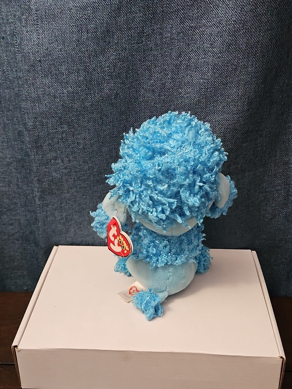 Retired Ty Beanie Boos Mandy Blue Poodle Plush 10" Medium Buddy |  Sparkle Eyes