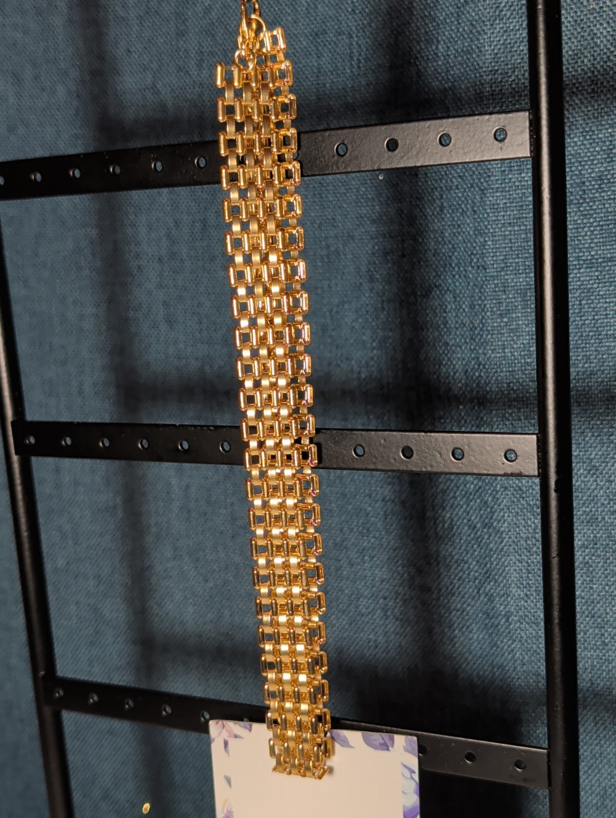 Gold Tone Wide Link Mesh Choker Necklace Y2K Retro Glam NWT