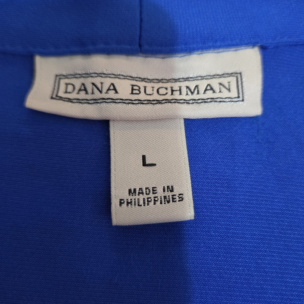 Dana Buchman Draped Neck Blue Sleeveless Top Blouse Gently Used Large