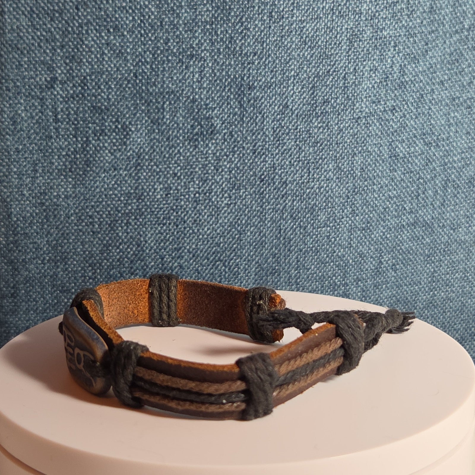 Leather Hemp Tribal Wrap Bracelet