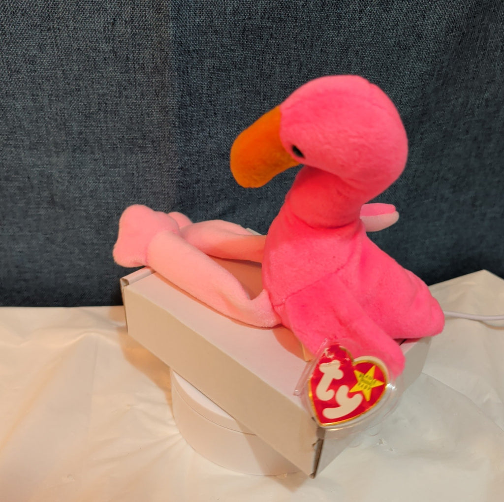 TY Beanie Baby - PINKY the Pink Flamingo (10 inch) - MWMTs Stuffed Animal Toy